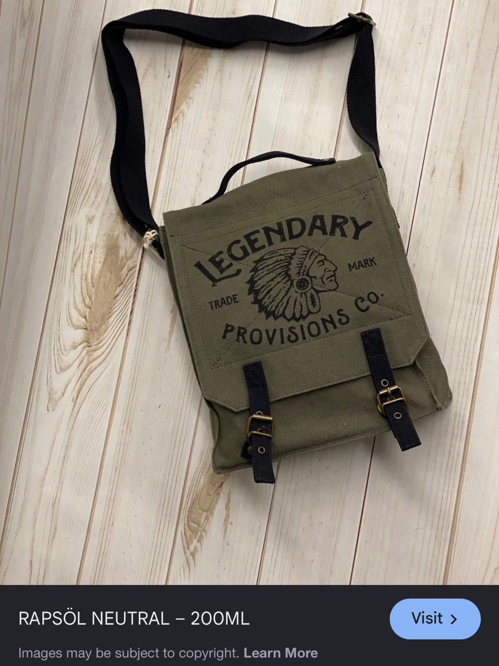 Olive Green Canvas Messenger Bag